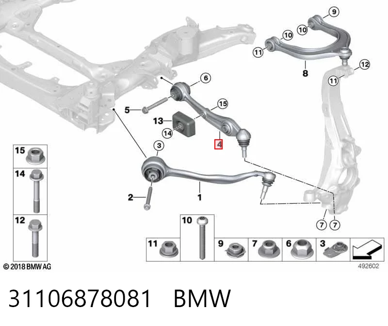 31106878081 BMW Рычаг передней подвески нижний левый