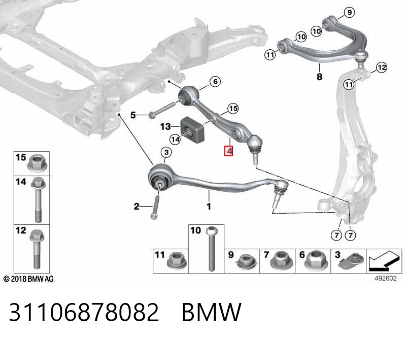 31106878082 BMW Рычаг передней подвески нижний, правый