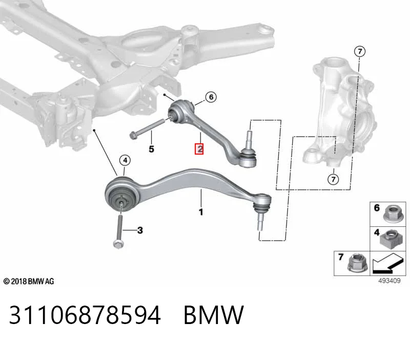 31106878594 BMW Рычаг передней подвески нижний, правый