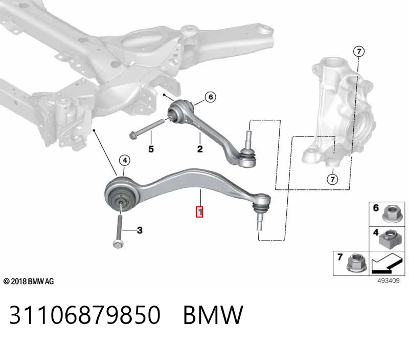 31106879850 BMW Рычаг передней подвески нижний, правый