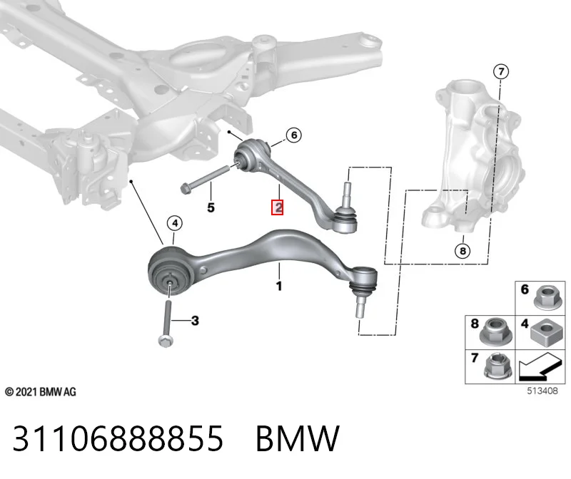 31106888855 BMW Рычаг передней подвески нижний левый