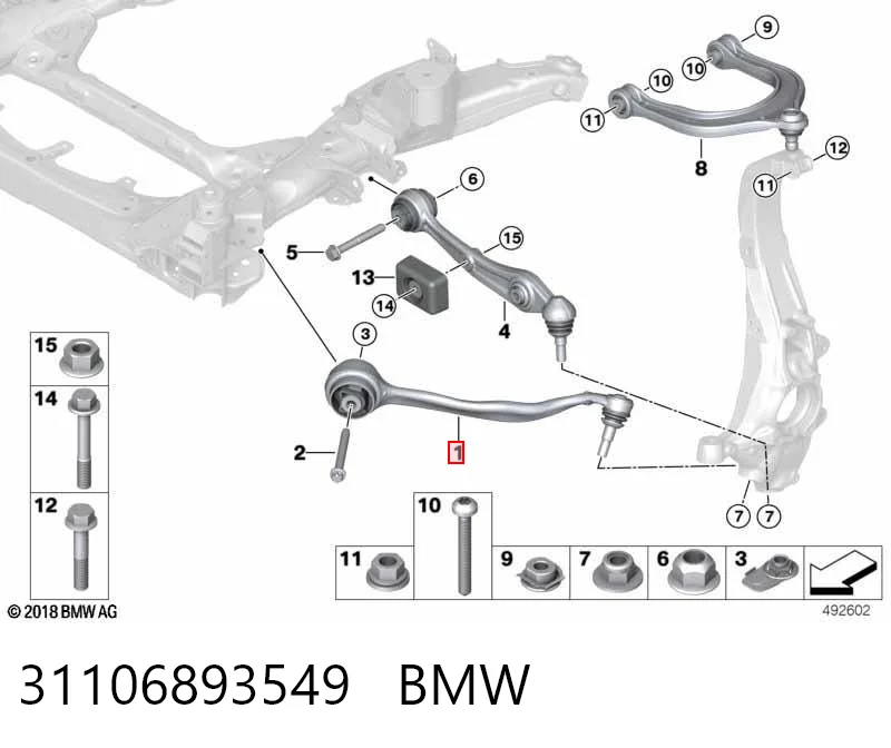 31106893549 BMW Рычаг передней подвески нижний левый
