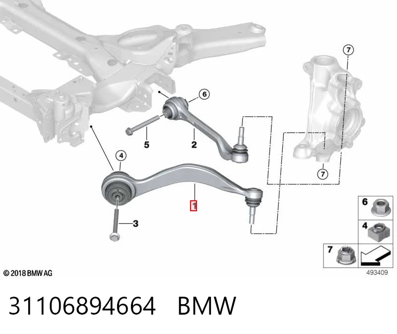 31106894664 BMW Рычаг передней подвески нижний, правый