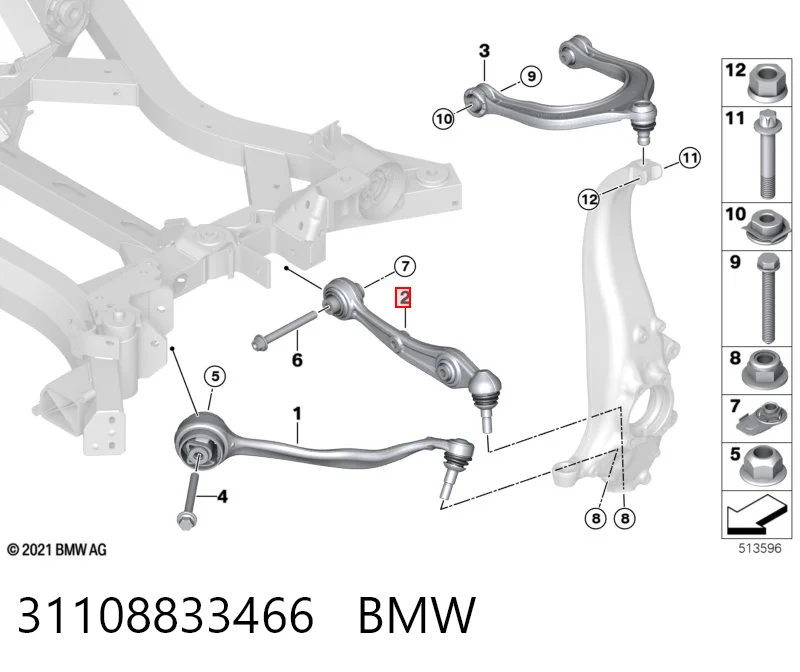 Правый рычаг передней нижней подвески BMW 31108833466 цена, от 399.99 USD