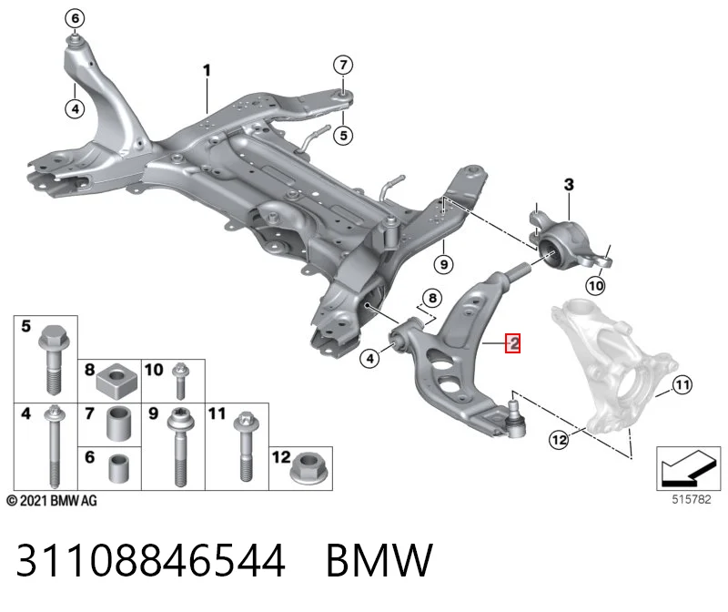 31108846544 BMW Рычаг передней подвески нижний, правый