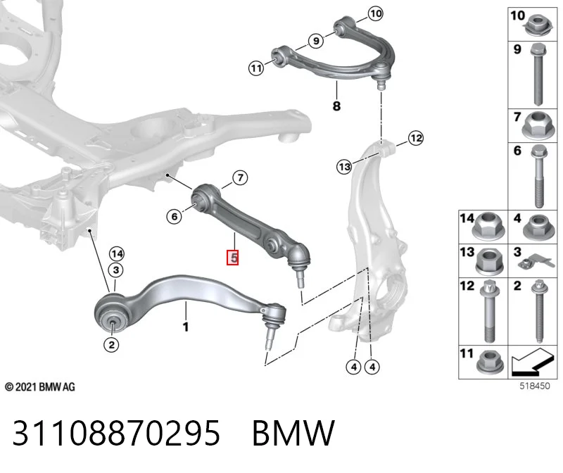 31108870295 BMW Рычаг передней подвески нижний левый