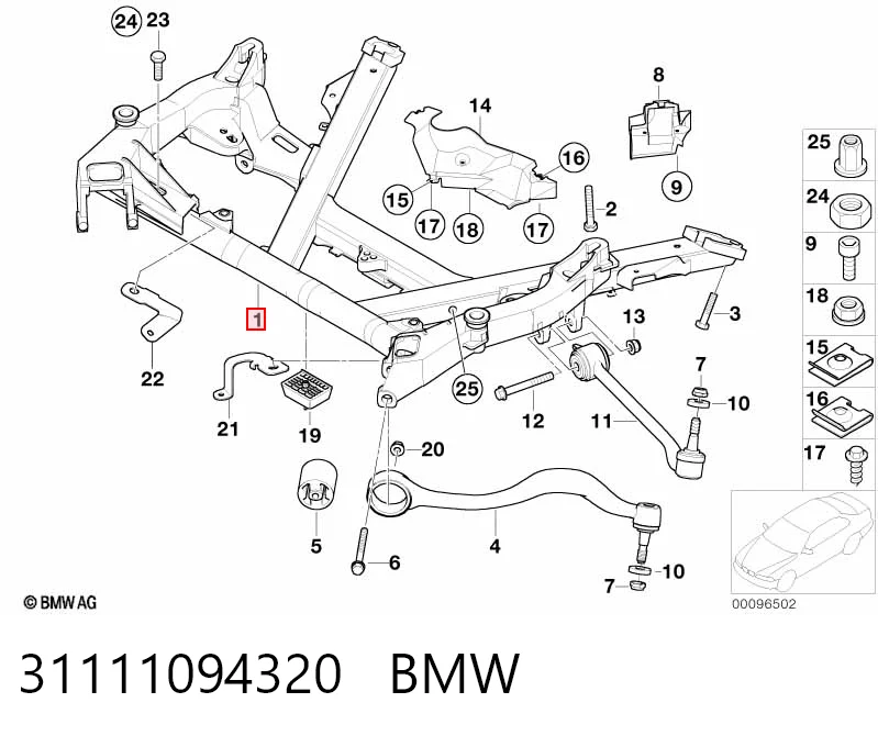 Подрамник передней подвески на BMW 5  E39