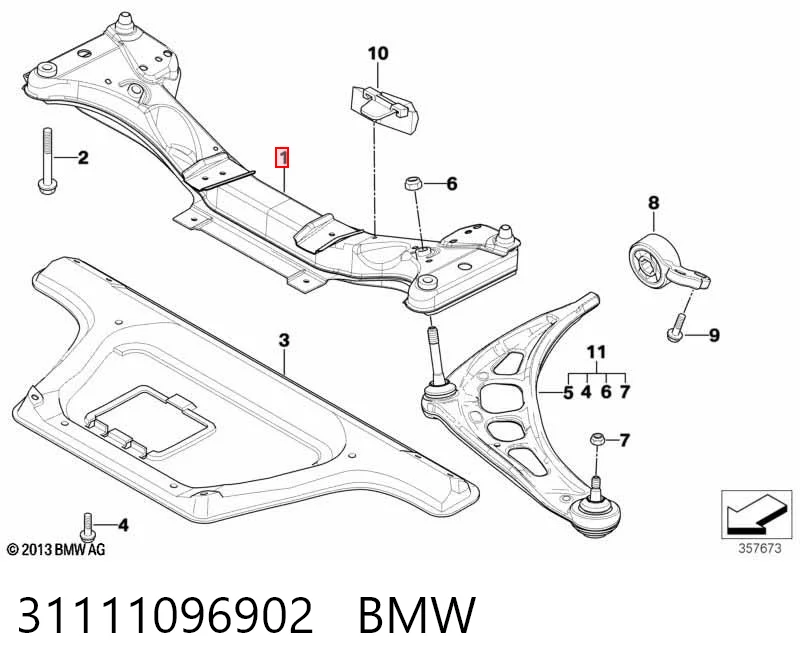 Подрамник передней подвески на BMW 3  E46