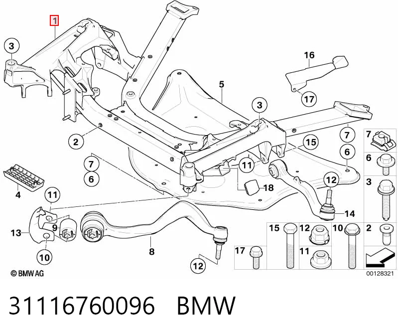 Передняя балка BMW 7 седан (E65, E66, E67) (2001 - 2008) цена, от 79.37 USD