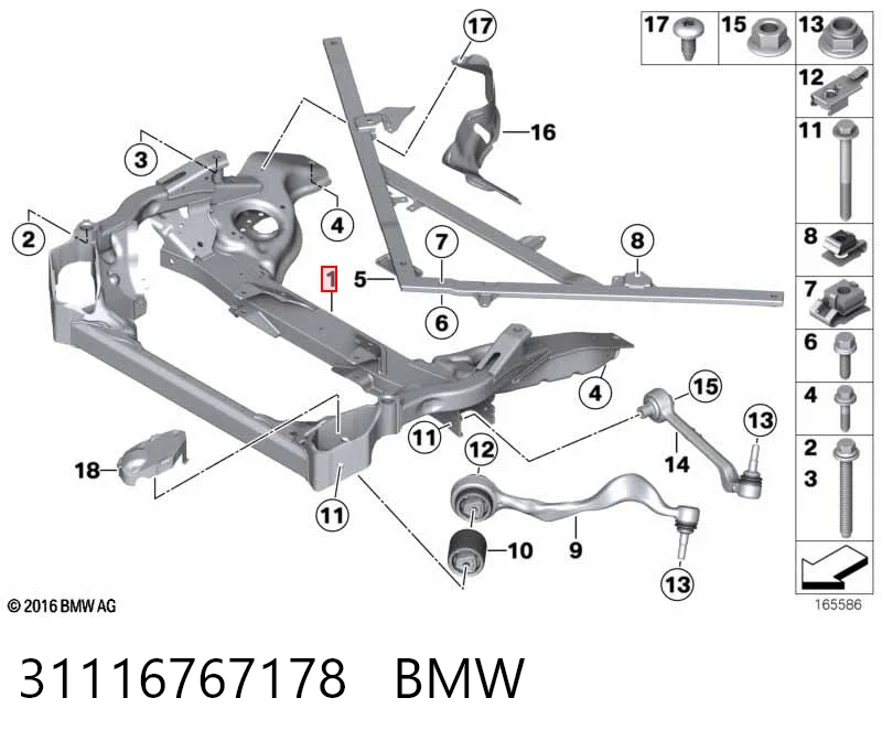Передняя балка BMW X1 внедорожник (E84) (2009 - 2015) цена, от 127.26 USD