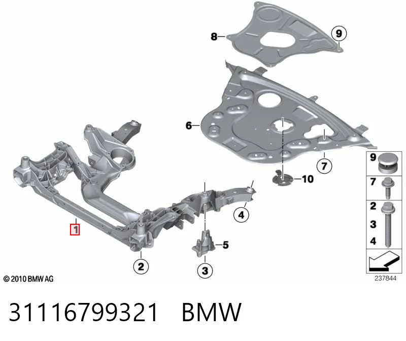 Подрамник передней подвески на BMW 7  F01, F02, F03, F04