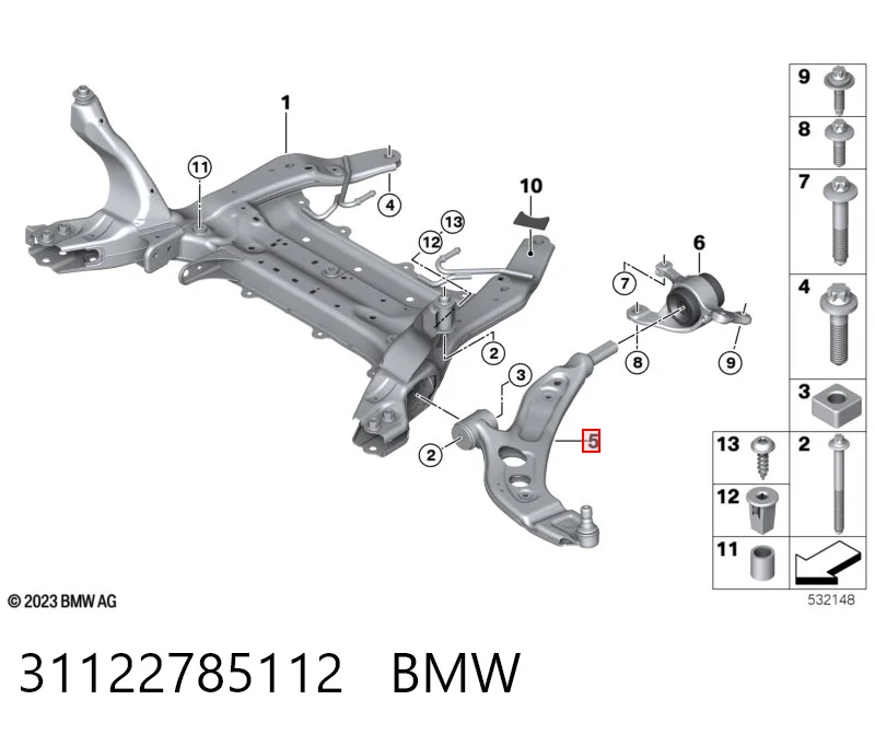 31122785112 BMW Рычаг передней подвески нижний, правый