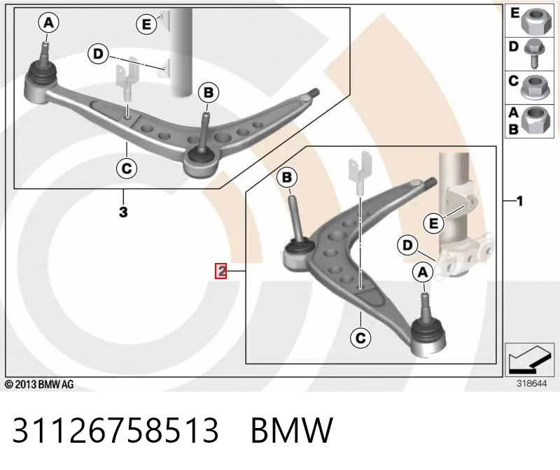 31126758513 BMW Рычаг передней подвески нижний левый