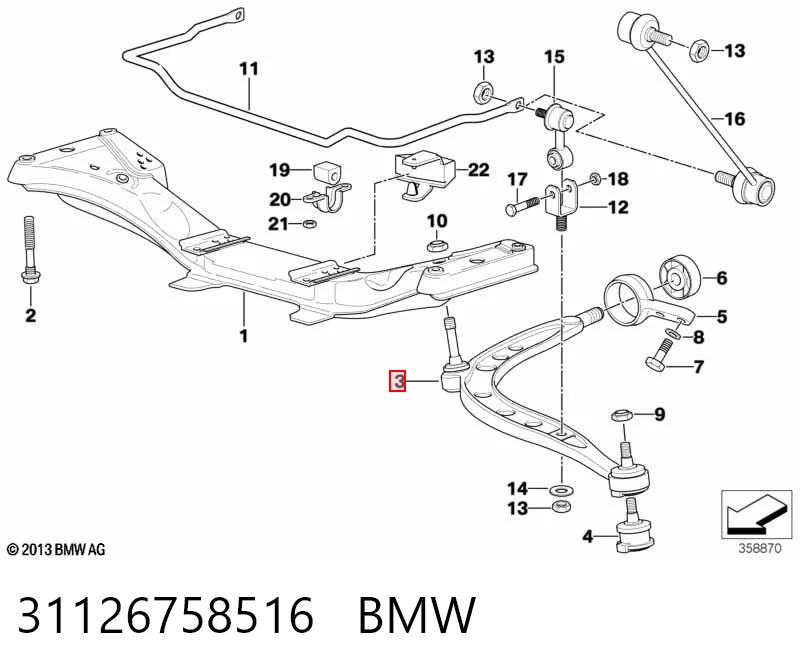 31126758516 BMW Рычаг передней подвески нижний, правый