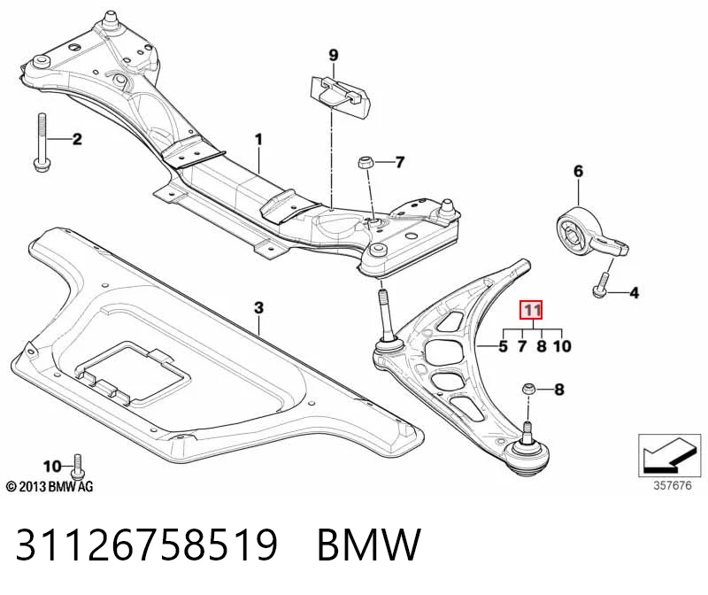 31126758519 BMW Рычаг передней подвески нижний левый