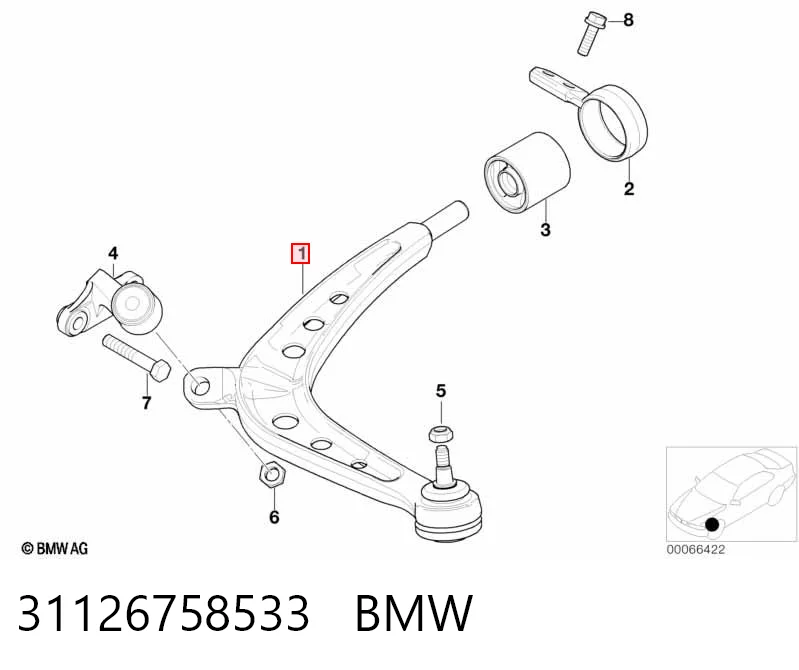 31126758533 BMW Рычаг передней подвески нижний левый