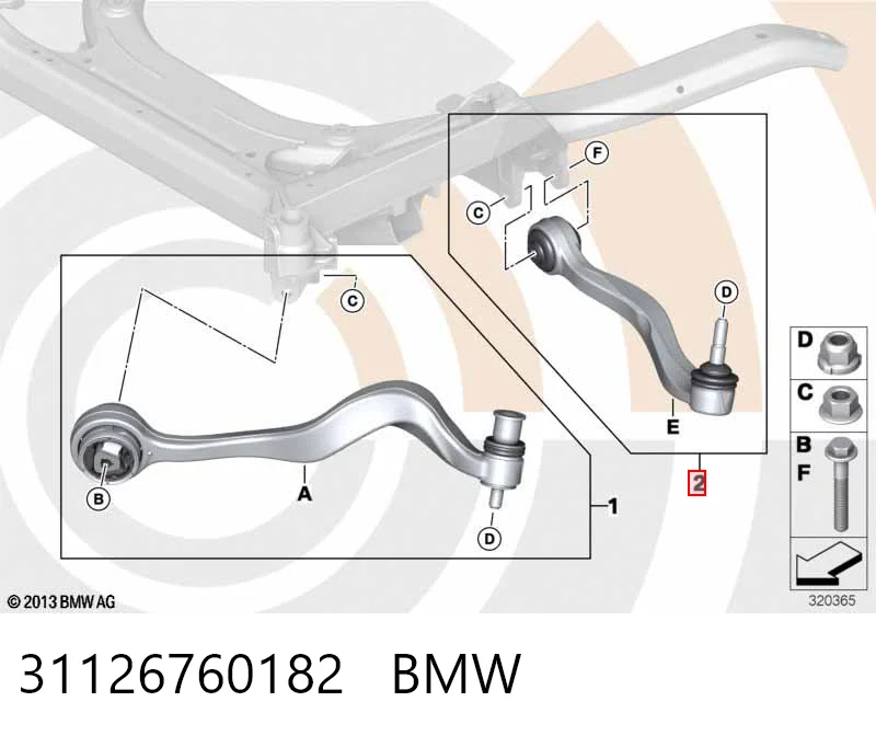 31126760182 BMW Рычаг передней подвески нижний, правый