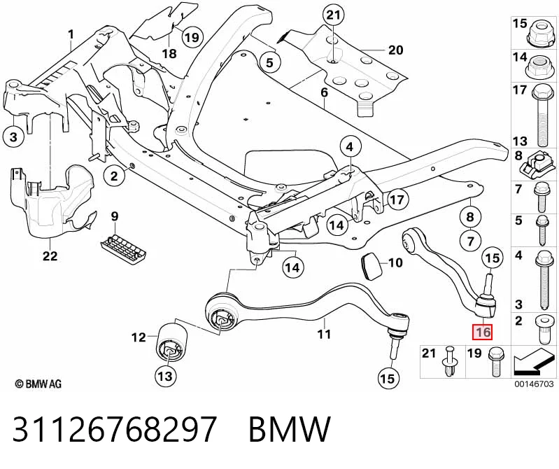 31126768297 BMW Рычаг передней подвески нижний левый