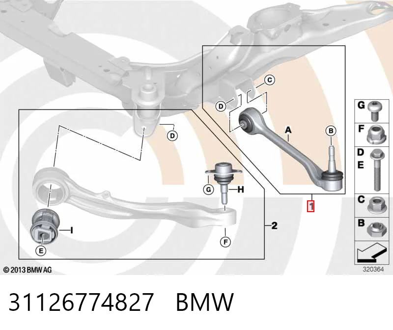 31126774827 BMW Рычаг передней подвески нижний левый