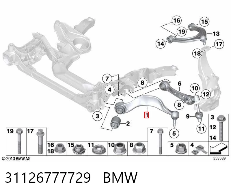 31126777729 BMW Рычаг передней подвески нижний левый