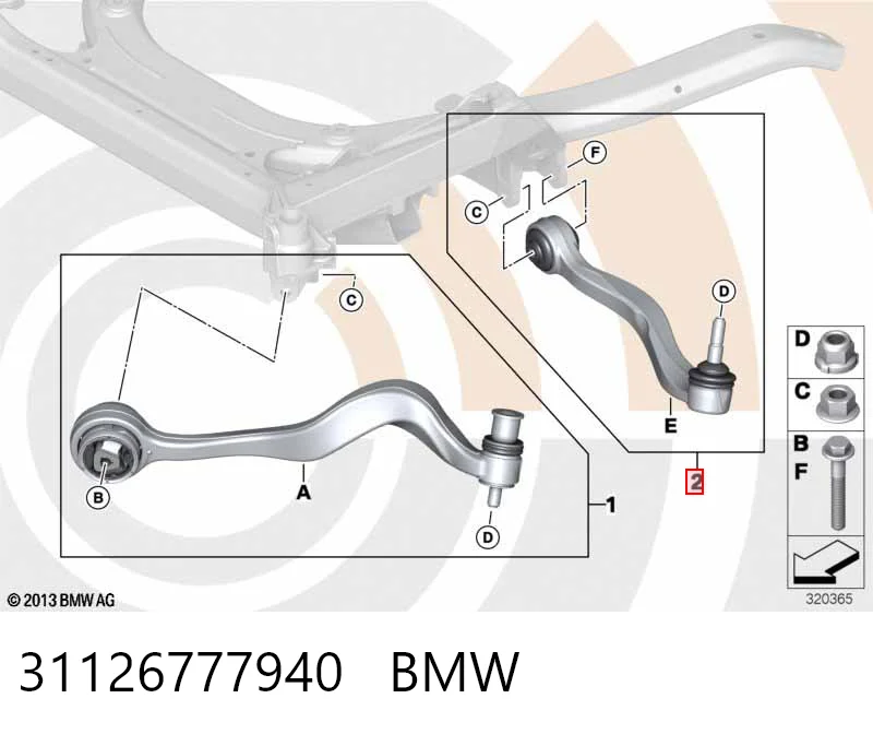 31126777940 BMW Рычаг передней подвески нижний, правый