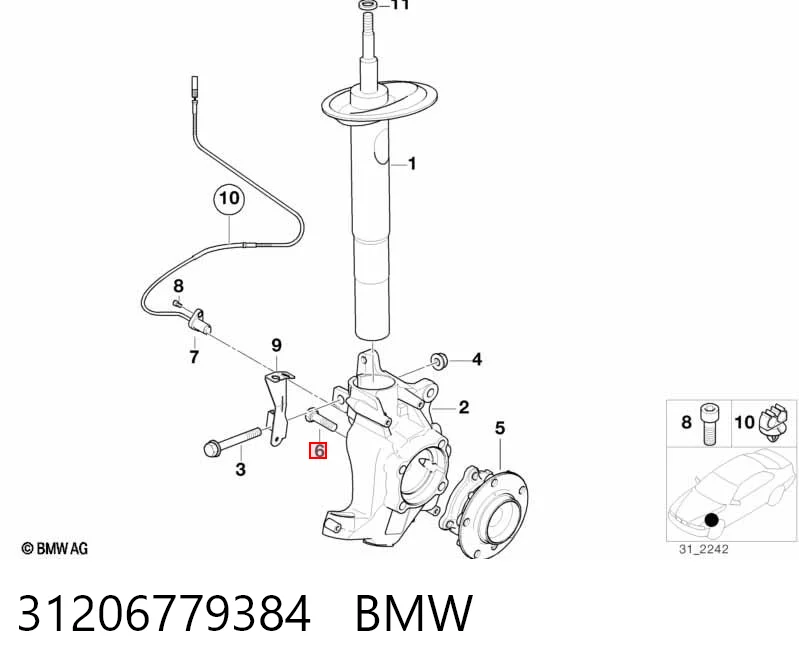 31206779384 BMW Ступица колеса передняя
