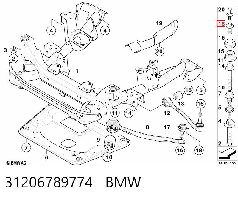 Болт крепления передней шаровой опоры к цапфе Posterparts BB2496 цена, от 4.82 USD