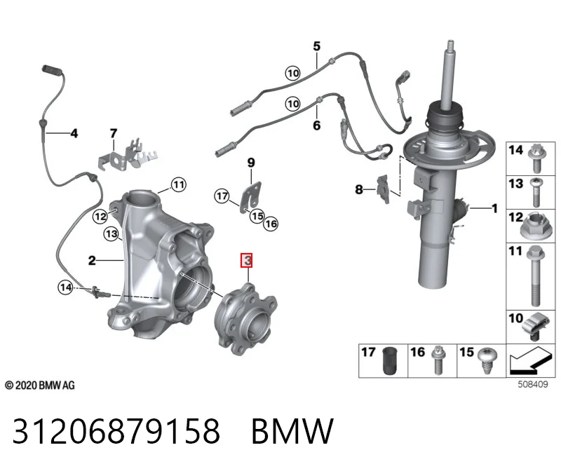 31206879158 BMW Ступица колеса передняя