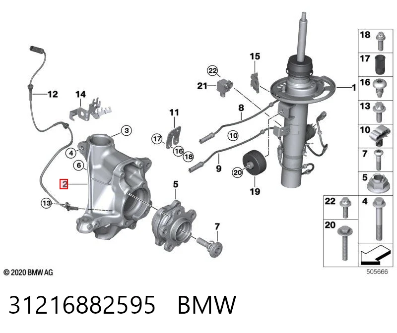 31216882595 BMW Цапфа - поворотный кулак передний, левый