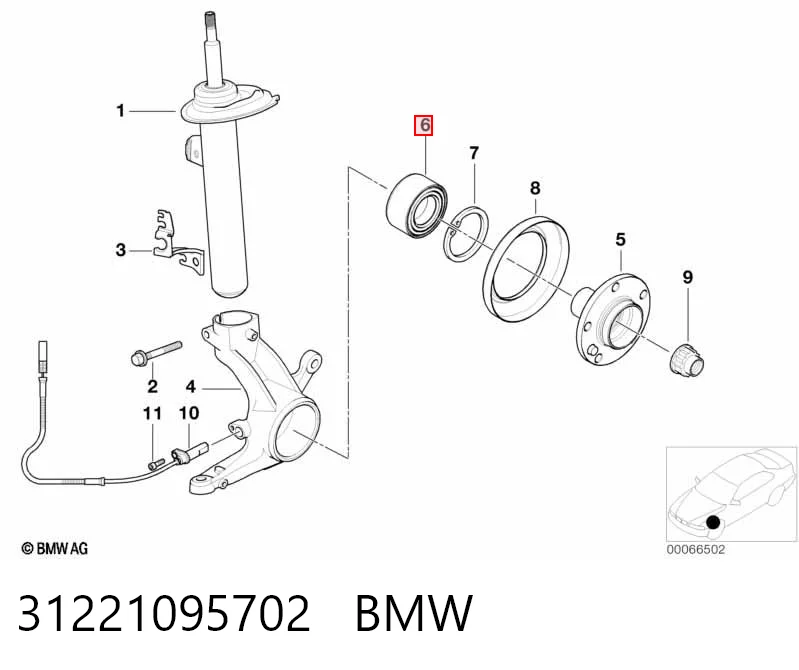 31221095702 BMW Подшипник ступицы передней и задней