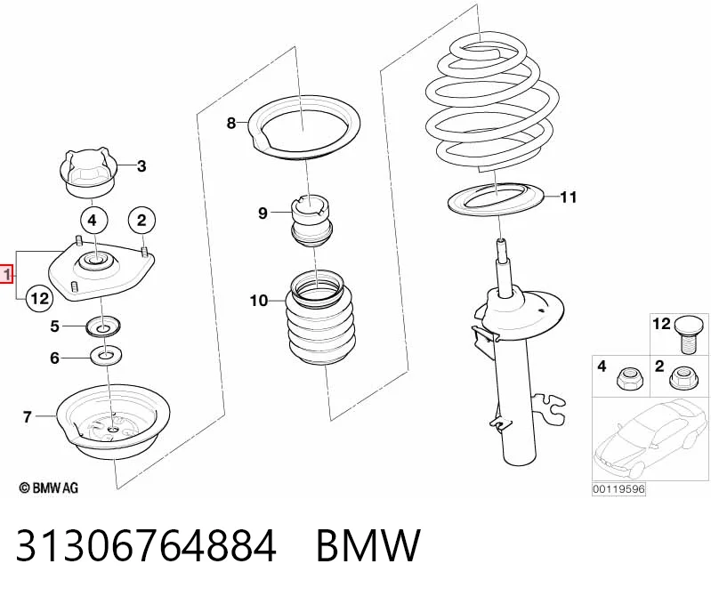 31306764884 BMW Подушка амортизатора переднего
