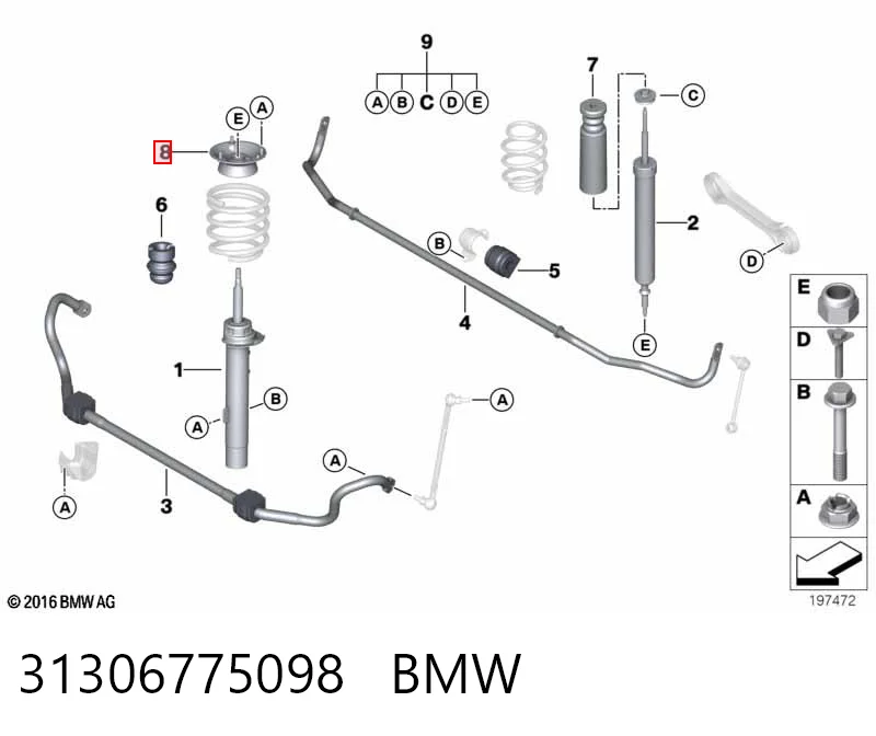 31306775098 BMW Подушка амортизатора переднего