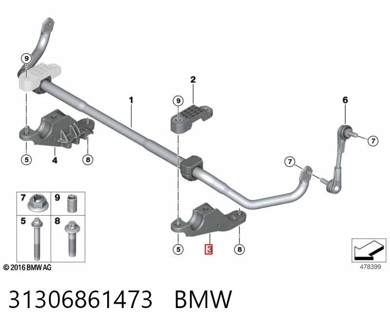 31306861473 BMW Хомут крепления втулки стабилизатора переднего