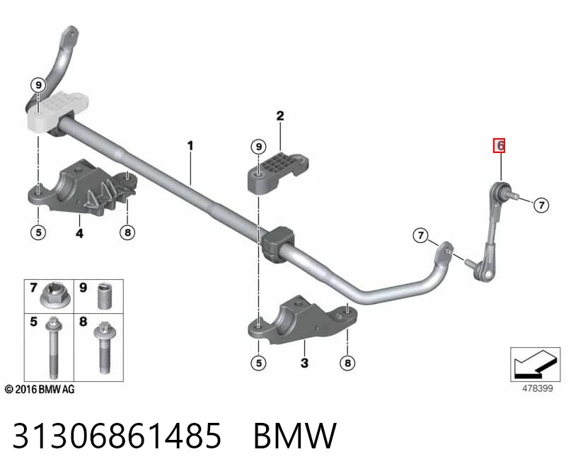 31306861485 BMW Стойка переднего стабилизатора