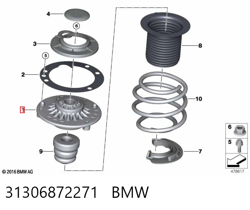 31306872271 BMW Подушка амортизатора переднего