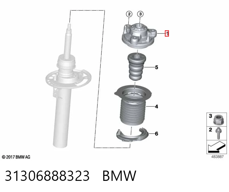 31306888323 BMW Подушка амортизатора переднего