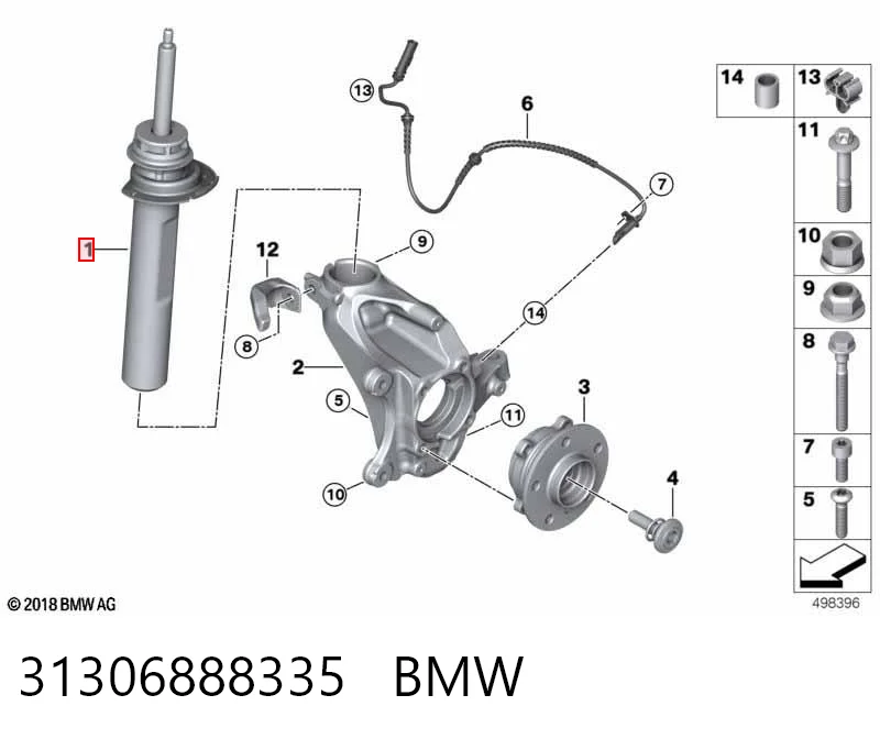 31306888335 BMW Амортизатор передний левый