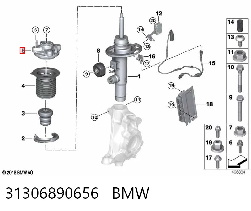 31306890656 BMW Подушка амортизатора переднего