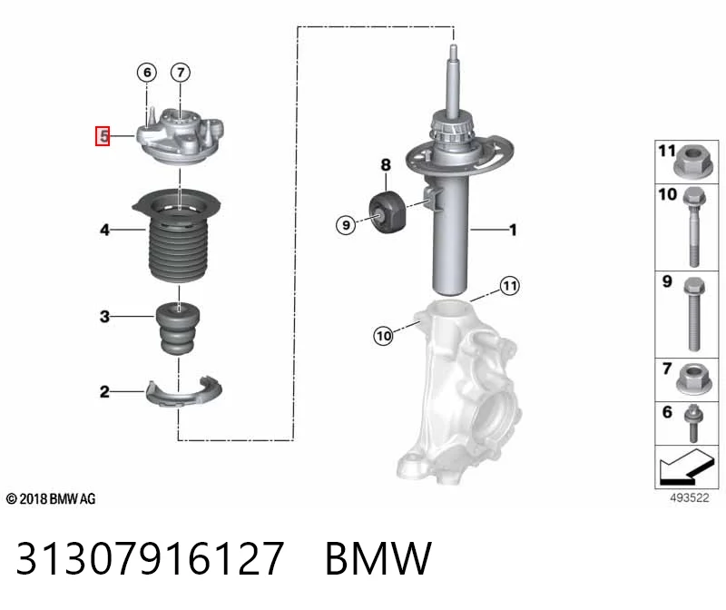31307916127 BMW Подушка амортизатора переднего