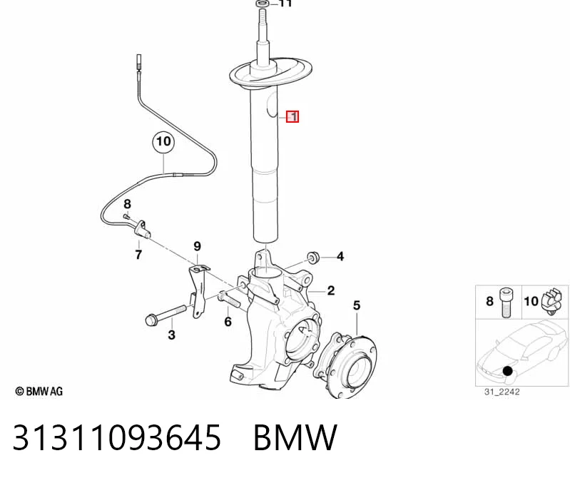 Амортизатор передний 1093645 BMW