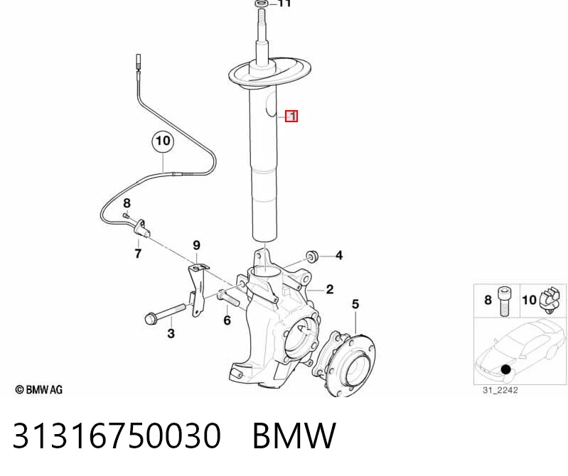Амортизатор передний BMW 31316750030