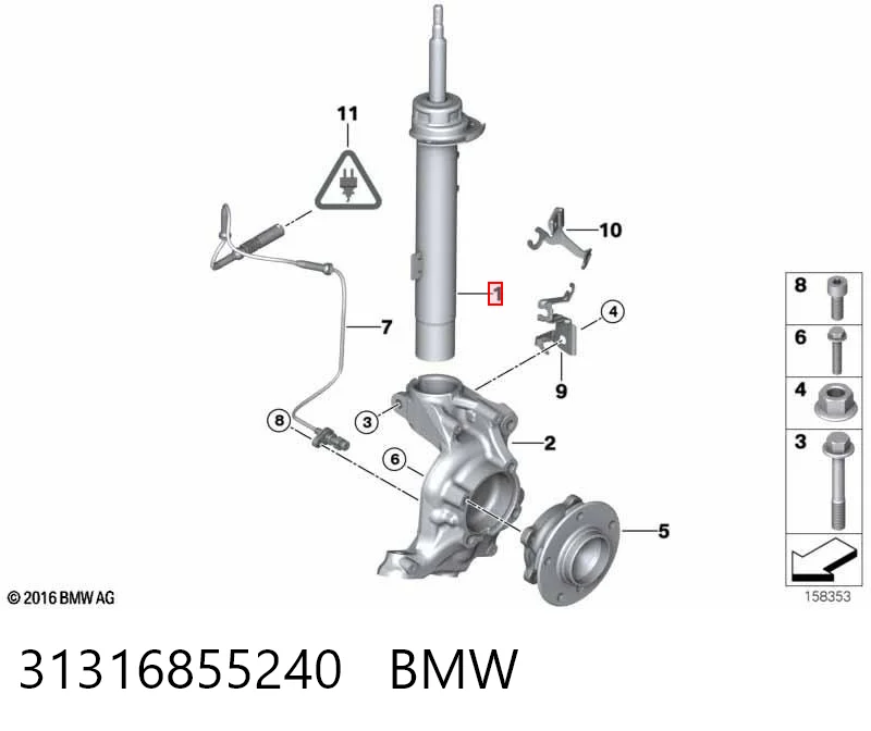 31316855240 BMW Амортизатор передней подвески правый