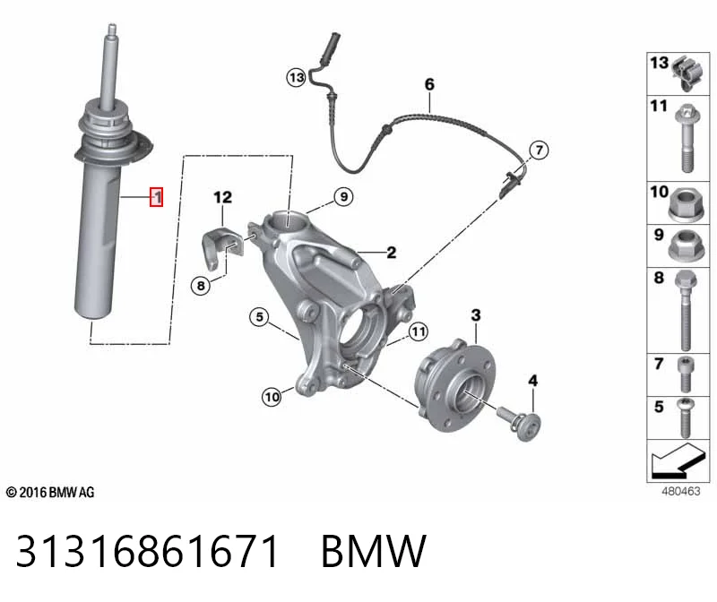 31316861671 BMW Амортизатор передний левый