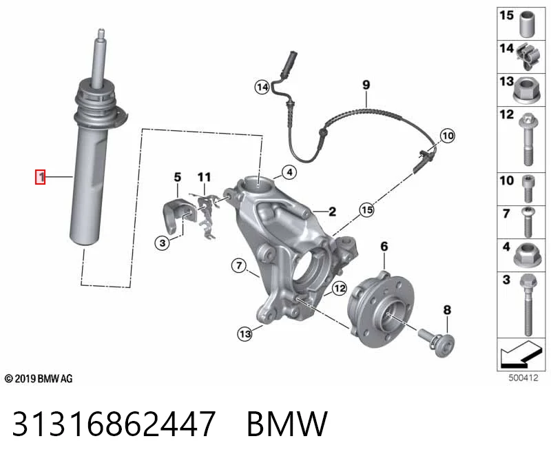 Амортизатор передней подвески левой Mini Cooper хэтчбек (F55) (2014 - 2026) цена, от 86.96 USD