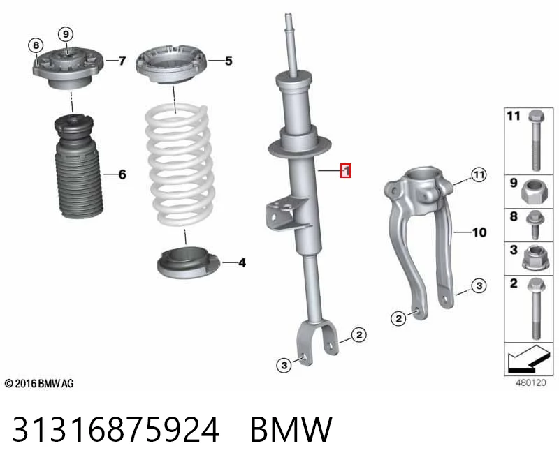 31316875924 BMW Амортизатор передней подвески правый