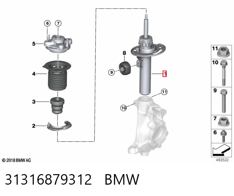 31316879312 BMW Амортизатор передней подвески правый