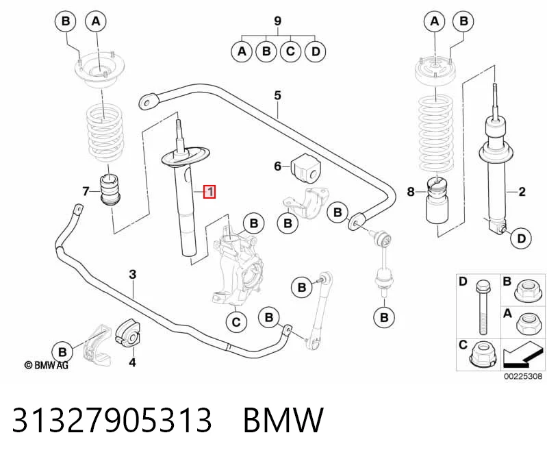 31327905313 BMW Амортизатор передний левый