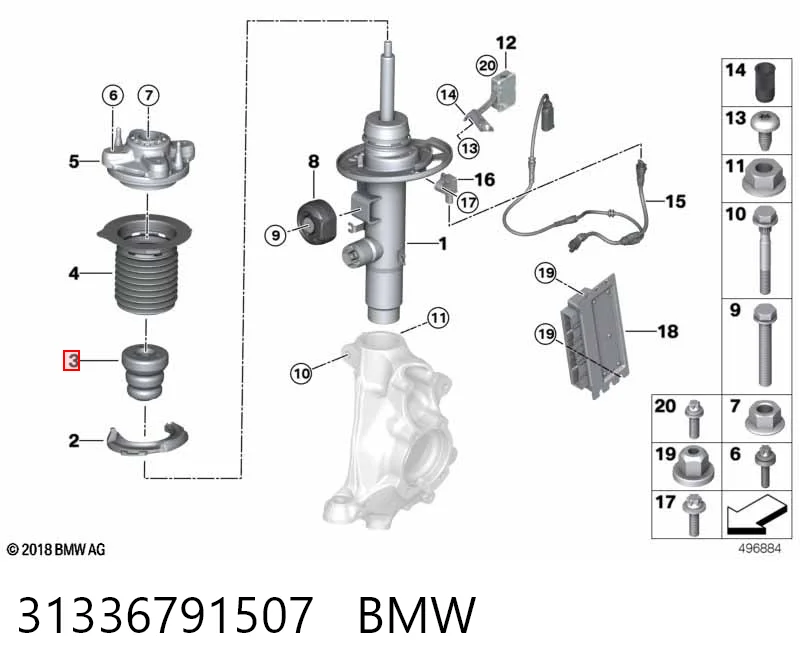 31336791507 BMW Буфер амортизатора переднего