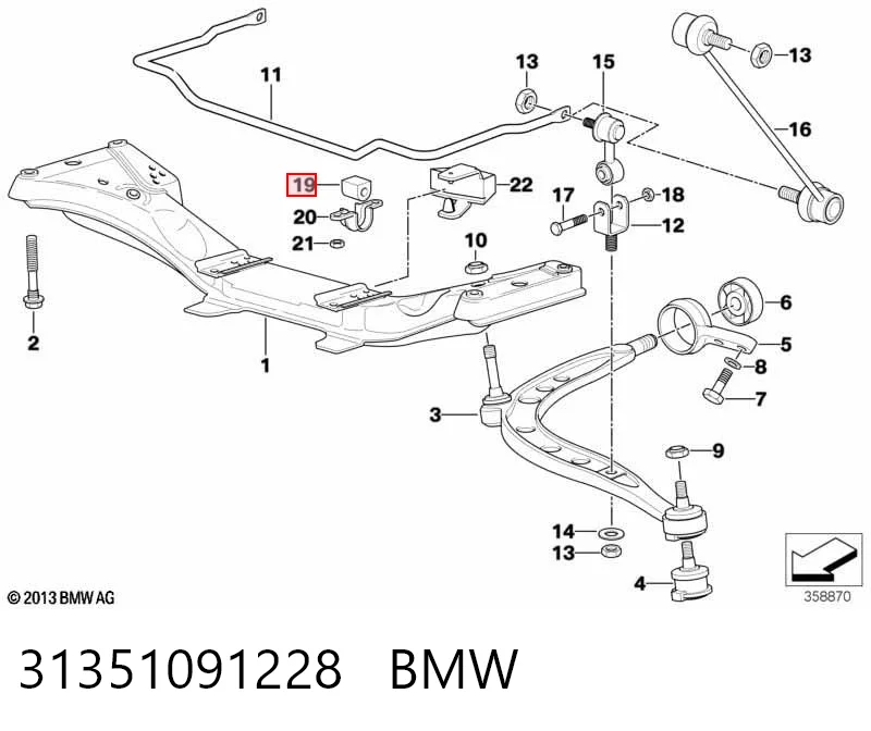 31351091228 BMW Разрезная втулка стабилизатора