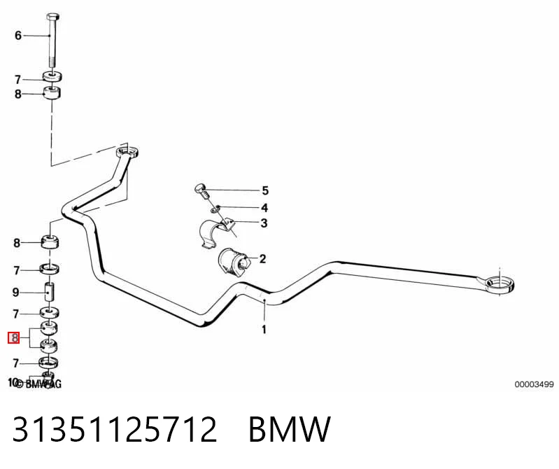 Прокладка стабильзатора заднего на BMW 3  E21